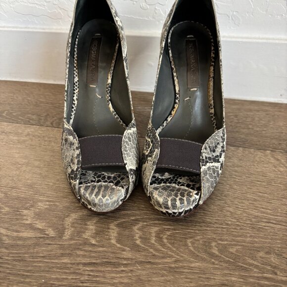 BCBG Max Azria Snake Skin Leather Open Toe Shoes Size 6 - Picture 7 of 7